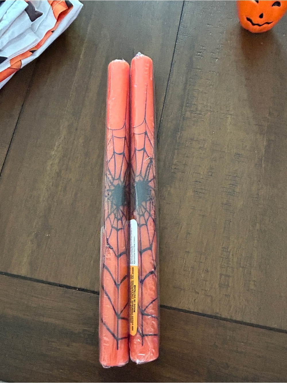 Halloween Orange Spiderweb Table Centerpiece candles Decor